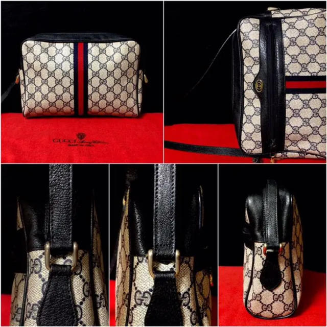 美品 グッチ オールドグッチ ネイビー シェリーライン ショルダー