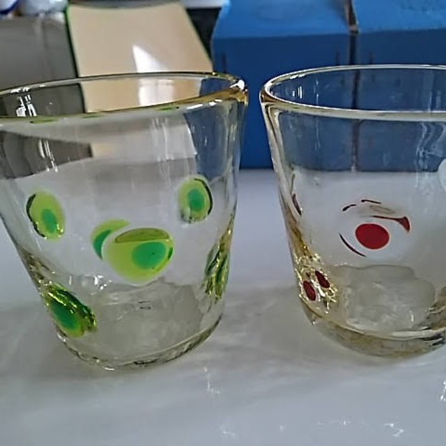 手作りガラス ガラス工房 グラス二個セット 未使用 グラス ロックグラス 手作りの通販 By ももひん S Shop ラクマ