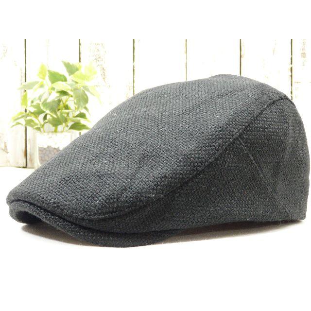 【新品 】リネン風　麻　ヘンプ　ハンチング　ブラック　サイズ調整可 男女OK メンズの帽子(ハンチング/ベレー帽)の商品写真