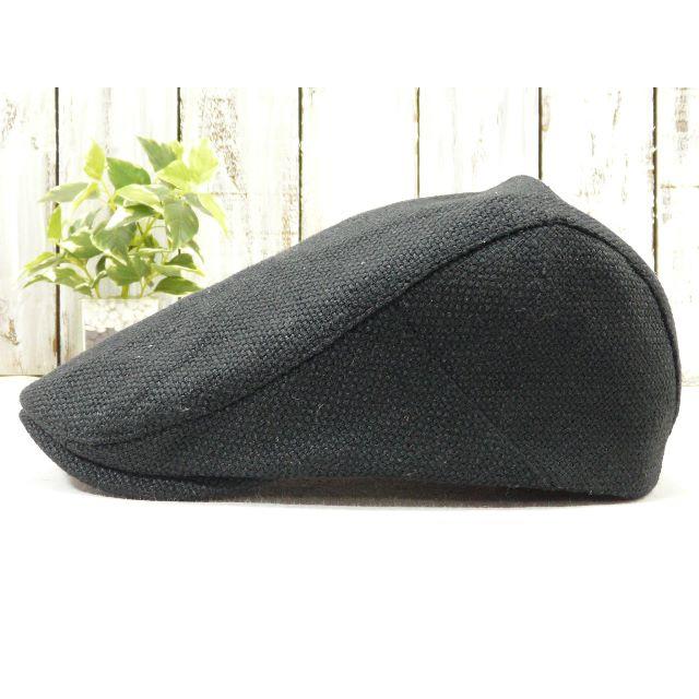 【新品 】リネン風　麻　ヘンプ　ハンチング　ブラック　サイズ調整可 男女OK メンズの帽子(ハンチング/ベレー帽)の商品写真