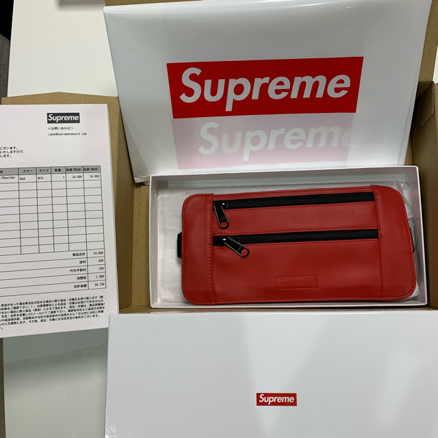 supreme Leather Waist Shoulder Pouch 赤