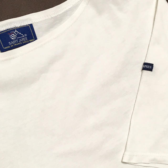 SAINT JAMES(セントジェームス)のセント・ジェームス ボートネック白無地半袖（フランス製、レディースT0） レディースのトップス(Tシャツ(半袖/袖なし))の商品写真