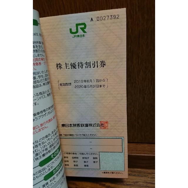 JR(ジェイアール)のJR東日本 株主優待券 チケットの優待券/割引券(その他)の商品写真