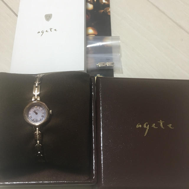 【現行品】agete ソーラー&一粒ダイヤ腕時計