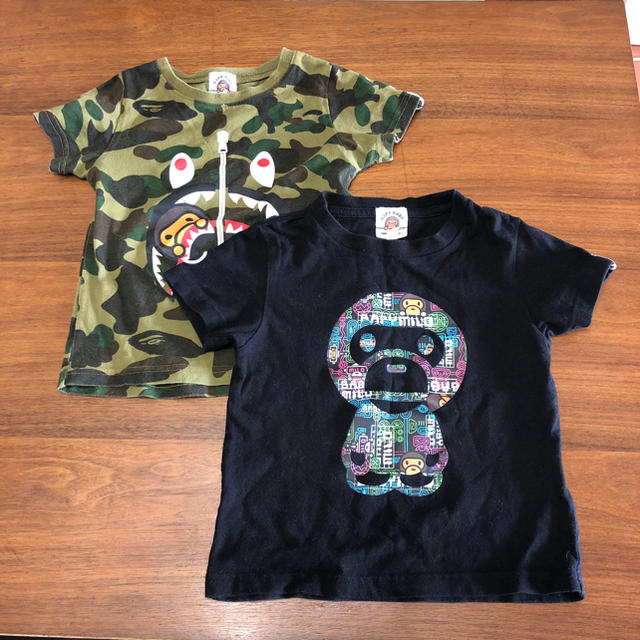 A BATHING APE(アベイシングエイプ)の【値下げ】BAPE KIDS Tシャツ 2枚✴︎XLARGEお好きな方にも キッズ/ベビー/マタニティのキッズ服男の子用(90cm~)(Tシャツ/カットソー)の商品写真