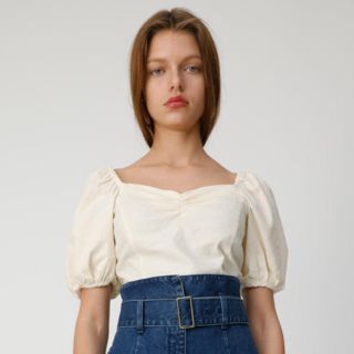 マウジー(moussy)の☆試着のみ☆今季 マウジー パフスリーブ ブラウス ※グリーン(シャツ/ブラウス(半袖/袖なし))