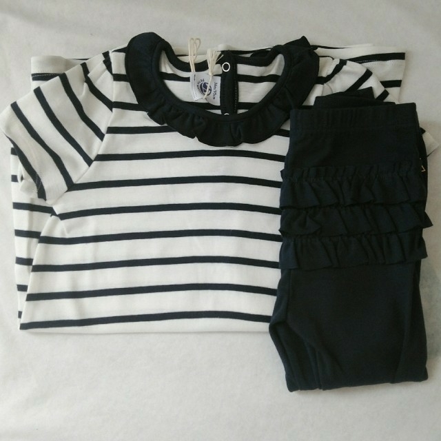 PETIT BATEAU(プチバトー)のななな様専用　マリニエールワンピース＆カルソンセット  キッズ/ベビー/マタニティのキッズ服女の子用(90cm~)(ワンピース)の商品写真