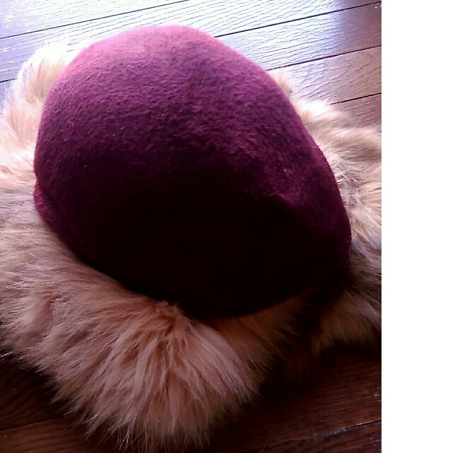 カシラca4laラビットファーパープル紫ハンチングベレー帽オーダーメイド