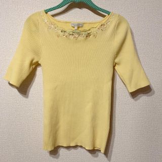 プロポーションボディドレッシング(PROPORTION BODY DRESSING)の刺繍5分袖リブニット(カットソー(半袖/袖なし))