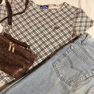 バーバリー(BURBERRY)のBurberry チェックTOPS(カットソー(半袖/袖なし))