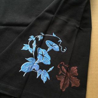レディース あさがお＆金魚【M】むかしむかし 和柄 半袖Ｔシャツ/ブラック(Tシャツ(半袖/袖なし))