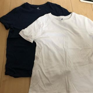 エイチアンドエム(H&M)のH&M★シンプルT二枚セット 白ネイビー130(Tシャツ/カットソー)