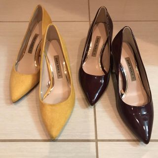 ザラ(ZARA)の【ゆきてぃさん限定】パンプス色違い2足 イエロー&ブラウン(ハイヒール/パンプス)