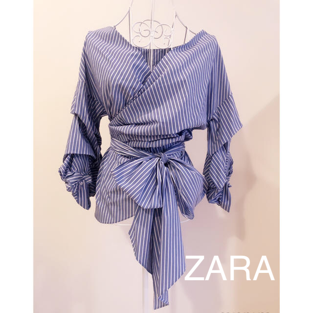 ZARA(ザラ)のZARA カシュクールリボンシャツ レディースのトップス(シャツ/ブラウス(長袖/七分))の商品写真