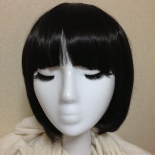 黒髪ぱっつん❤まんまるボブウィッグ(ショートストレート)