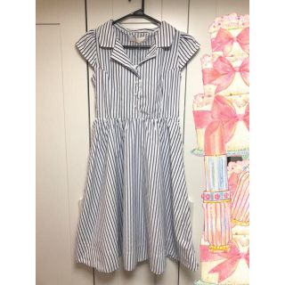 トッコ(tocco)のtocco closetトッコ/ストライプシャツワンピース/ネイビーM(ひざ丈ワンピース)