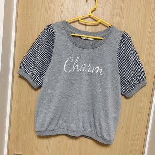 オリーブデオリーブ(OLIVEdesOLIVE)の[美品]オリーブデオリーブ 半袖カットソー トップス グレー 刺繍 ハニーズ(カットソー(半袖/袖なし))