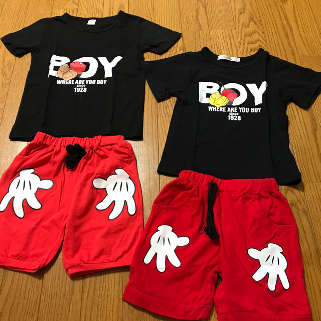 ミッキーセットアップ 上下二枚組 キッズ/ベビー/マタニティのキッズ服男の子用(90cm~)(Tシャツ/カットソー)の商品写真