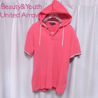 ビューティアンドユースユナイテッドアローズ(BEAUTY&YOUTH UNITED ARROWS)のユナイテッドアローズ　パーカーポロシャツ　半袖 ピンク(ポロシャツ)