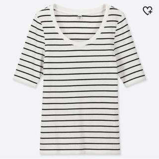 ユニクロ(UNIQLO)のリブUネックTシャツ(Tシャツ(半袖/袖なし))