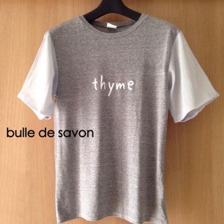 ビュルデサボン(bulle de savon)のグレー×ブルー＊袖シフォンビッグTシャツ(Tシャツ(半袖/袖なし))