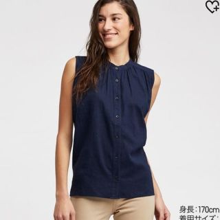 ユニクロ(UNIQLO)のUNIQLO＊リネンブレンドブラウス(ノースリーブ)(シャツ/ブラウス(半袖/袖なし))