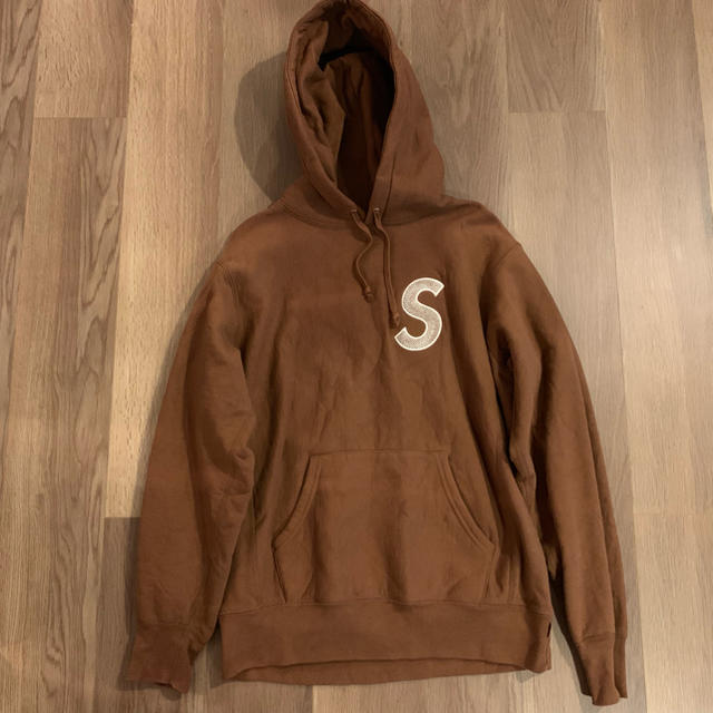 SupremeシュプリームSロゴパーカーフーディーSブラウン美茶トップス