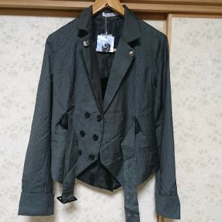 プトマヨ(PUTUMAYO)の【新品】PUTUMAYO♡ストライプ ジャケット 燕尾 グレー(テーラードジャケット)