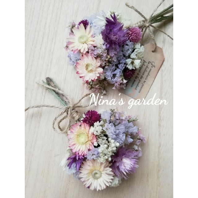 ドライフラワー*°♡Flower Gardenミニスワッグ2点セット ハンドメイドのフラワー/ガーデン(ドライフラワー)の商品写真