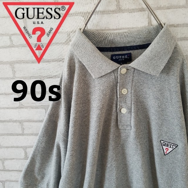 GUESS(ゲス)の【90s】GUESS 刺繍ワンポイントロゴ ポロシャツ Lサイズ メンズのトップス(ポロシャツ)の商品写真