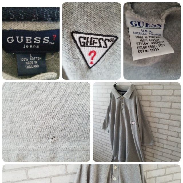 GUESS(ゲス)の【90s】GUESS 刺繍ワンポイントロゴ ポロシャツ Lサイズ メンズのトップス(ポロシャツ)の商品写真