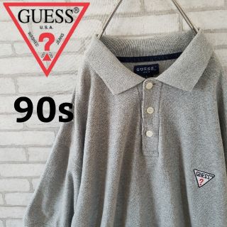 ゲス(GUESS)の【90s】GUESS 刺繍ワンポイントロゴ ポロシャツ Lサイズ(ポロシャツ)