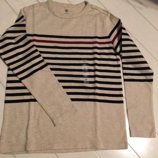 ユニクロ(UNIQLO)のユニクロ 長袖ボーダーシャツ150cm ベージュ(Tシャツ/カットソー)