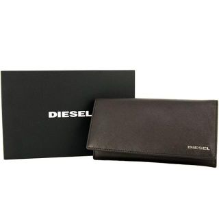 ディーゼル(DIESEL)のディーゼル 二つ折り長財布 ロゴプレート　ブラウン　グリーン(長財布)