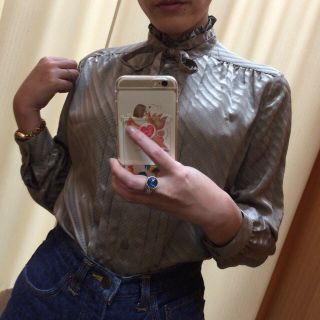 サンタモニカ(Santa Monica)のvintage ribbon frill blouse(シャツ/ブラウス(長袖/七分))