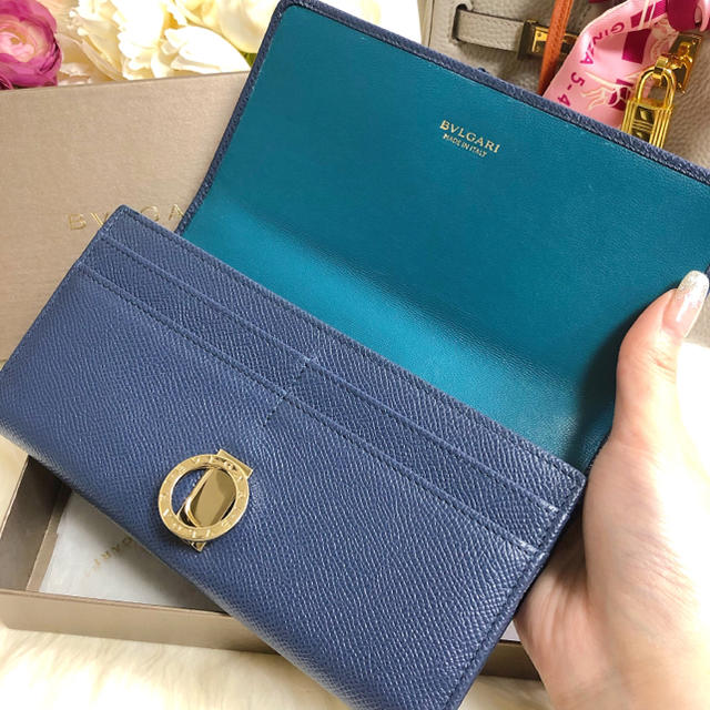 美品 BVLGARI ブルガリ 長財布 ブルガリブルガリ 青 ブルー