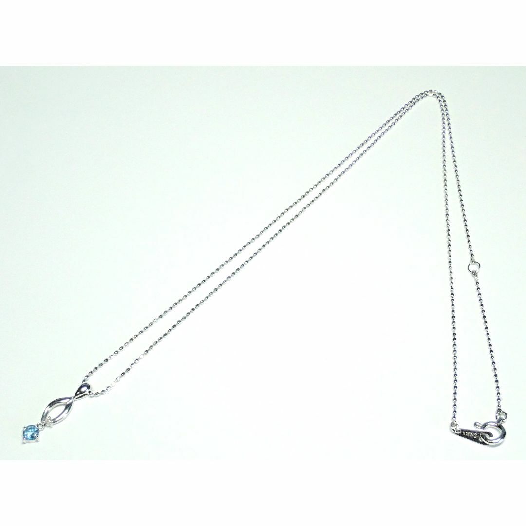 155.K18WG ダイヤモンド ネックレス 青系 ブルー 40.0cm