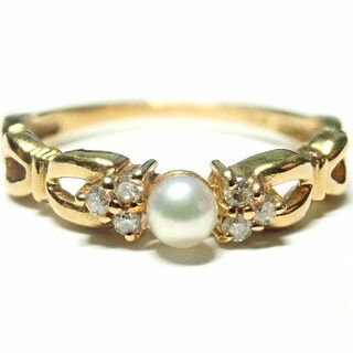 140.K18 指輪 パール ダイヤモンド Pearl Diamond Ring(リング(指輪))