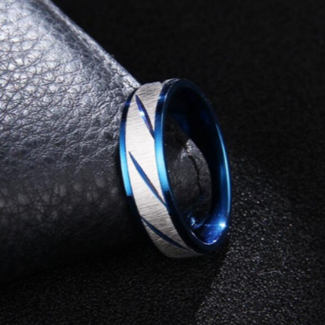 シルバーカラーのフロストトリング (ブルー) メンズのアクセサリー(リング(指輪))の商品写真