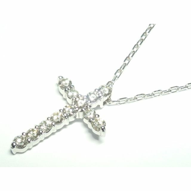 090.K18WG クロスネックレス ダイヤモンド 0.30ct 40cm