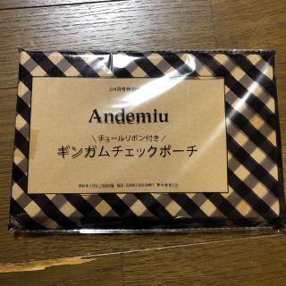 コウブンシャ(光文社)のJJ（ジェイジェイ）2019年4月号【付録】Andemiuギンガムチェックポーチ(ポーチ)