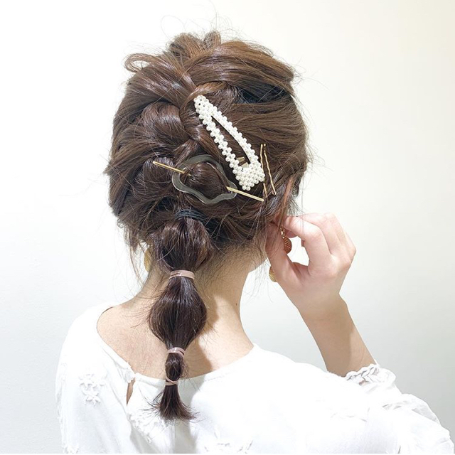 lattice❤パール ぱっちんピン (ピンク) レディースのヘアアクセサリー(ヘアピン)の商品写真