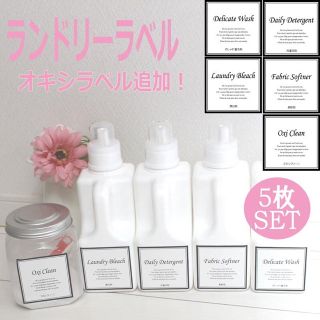 シンプル 耐水 ランドリー 洗濯洗剤ラベル 5枚セット(その他)