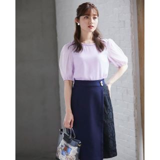 トッコ(tocco)のtoccocloset 大人っぽく格上げ！フラワーパール付きレース切替タイト(ひざ丈ワンピース)