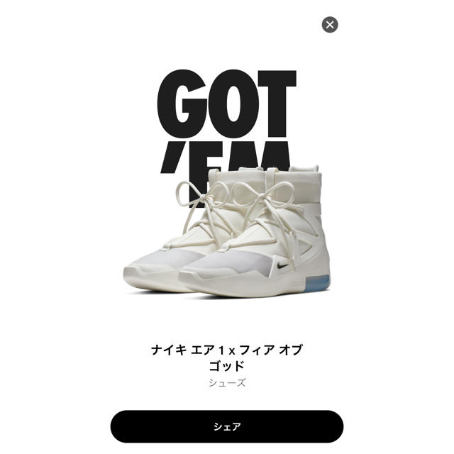 NIKE AIR FEAROFGOD 1 SAIL 29cm