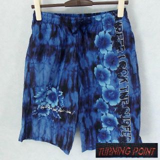 【TURNING POINT】 美品 ターニングポイント ブルー花柄水着 L(水着)