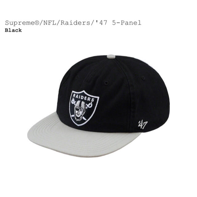 ブラックサイズ19SS Supreme NFL Raiders '47 5-Panel