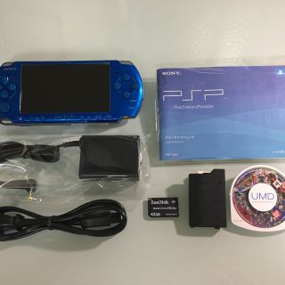 プレイステーションポータブル(PlayStation Portable)の美品 PSP-3000 バイブラントブルー(携帯用ゲーム機本体)