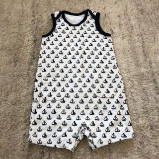 プチバトー(PETIT BATEAU)のノースリーブロンパース80cm(ロンパース)