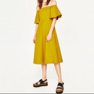 ザラ(ZARA)のzara ワンピース オフショルダー フレアスリーブ(ロングワンピース/マキシワンピース)